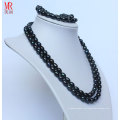 Fancy Black Real Perle Halskette Armband Set (ES1319)